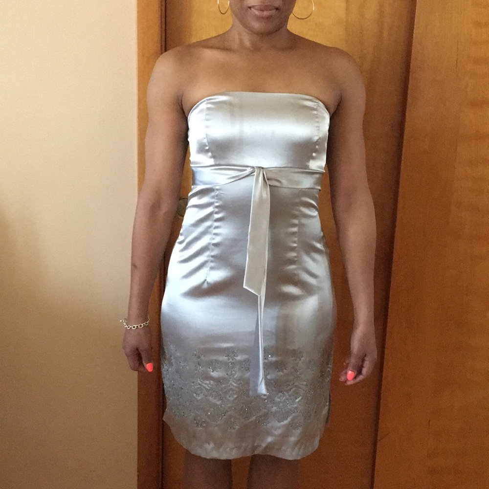 My Michelle Silver Embroidered Dress